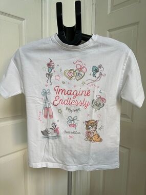 Zara Imagine Endlessly White Girls' Graphic Tee 100% Cotton in Size 11-12